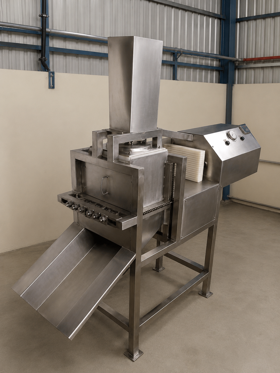 Paneer Cube Cutting Machine — dairy and food processing equipment by Rozi Engineering Works, Pune